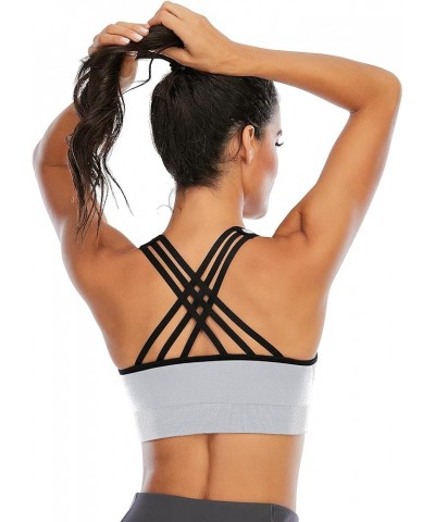 Women's Sports Bras High Impact Strappy Sports Bra Seamless Padded Sports Bra Yoga Bras Workout Bra Activewear Bra Lightgrey ...