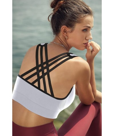 Women's Sports Bras High Impact Strappy Sports Bra Seamless Padded Sports Bra Yoga Bras Workout Bra Activewear Bra Lightgrey ...