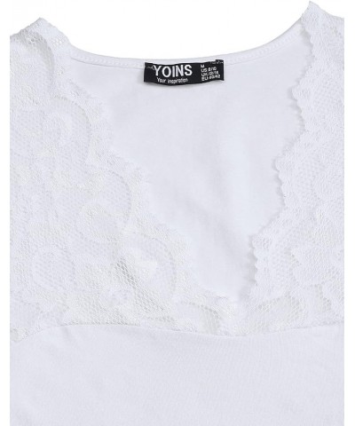 Women Camis Shirts Tanks Top Basic Sexy V Neck Sleeveless Sliming Lace Details Vest Aa-off White $11.87 Tops