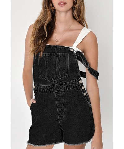 Women's Shortalls Classic Adjustable Straps Denim Bib Jean Overalls Shorts Rompers Summer Jumpsuits 01black $21.60 Overalls