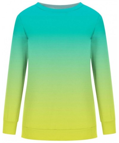 Women's Long Sleeve Comfy Sweatshirts Gradient Graphic Pullover Tops Crew Neck Loose Fit Trendy Sweatshirt 03 Green $9.09 Hoo...