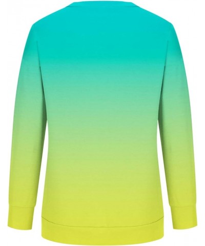 Women's Long Sleeve Comfy Sweatshirts Gradient Graphic Pullover Tops Crew Neck Loose Fit Trendy Sweatshirt 03 Green $9.09 Hoo...