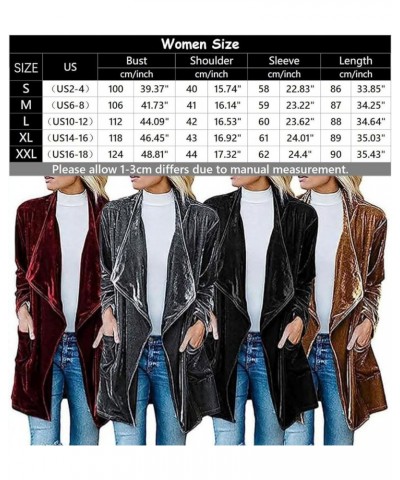 Women's Solid Long Sleeve Velvet Jacket Open Front Cardigan Coat with Pockets Outerwear Lakeblue $25.96 Jackets