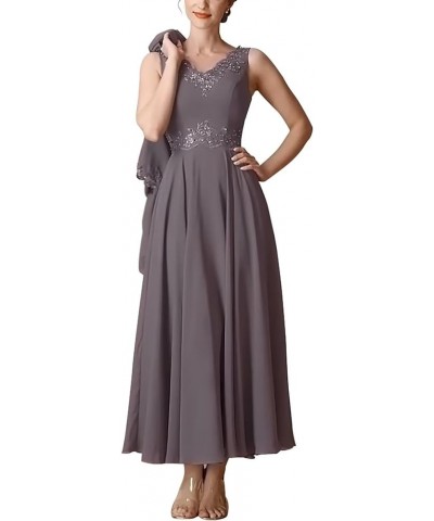 2 Piece Mother of The Bride Dresses with Jacket Chiffon Sequin Appliques Formal Dress for Women Navy Blue $29.11 Dresses