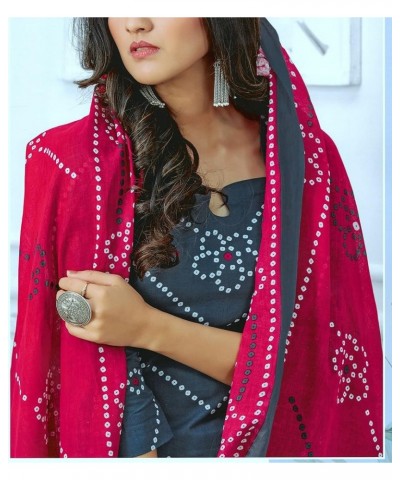 100% Cotton Bandhani Printed Salwar Kameez Suit with Cotton Dupatta Navy Blue $26.79 Dresses