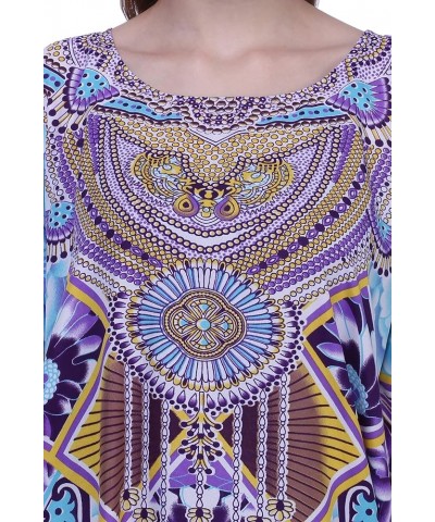 Women Kaftan Tunic Kimono Free Size Long Maxi Party Dress for Loungewear Holidays Nightwear Dresses One Size, 103-Purple 132-...