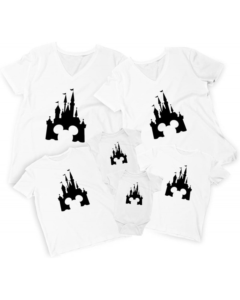 Family Matching Castle Mickey Minnie V-Neck T-Shirts Little Girl White-na $13.45 Tops