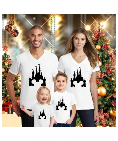 Family Matching Castle Mickey Minnie V-Neck T-Shirts Little Girl White-na $13.45 Tops