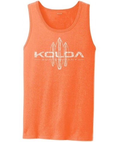 Koloa Vintage Surfboard Logo Tank Tops in 27 Colors. Adult Sizes: S-4XL Neon Orange / White $14.50 Shirts