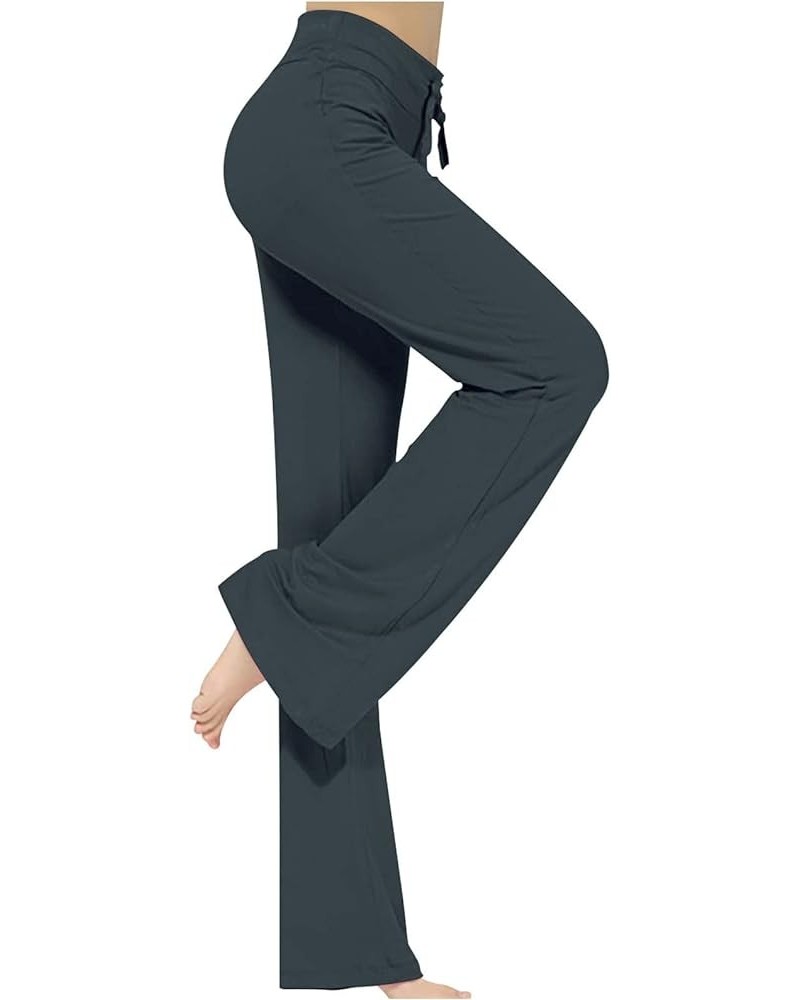 Womens Wide Leg Yoga Pants with Pockets High Waist Boot Cut Sweatpants Comfy Modal Lounge Pants Workout Jogger Trousers A1_da...