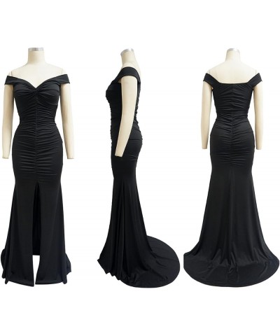 Women Sexy Elegant One Shoulder High Split Cutout Asymmetrical Long Evening Dress A Black $8.09 Dresses