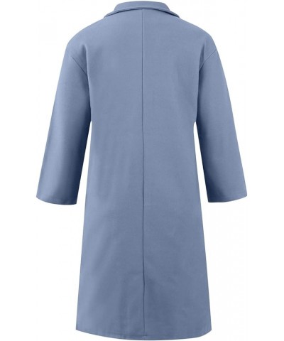 Womens Trendy Fall Winter Loose Woolen Coat Elegant Lapel Trench Coat Classy Solid Color Button Jacket Work Long Coat 03blue ...