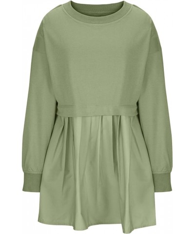 Women Oversized Sweatshirt Dress 2023 Fall Fashion Patchwork Crewneck Long Sleeve Pullover Sweatshirt Flowy Mini Dress G Gree...
