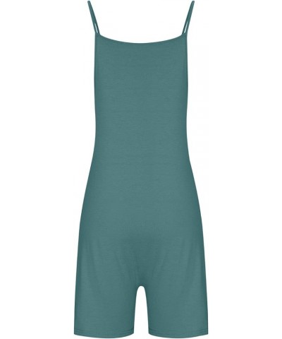 Summer Casual Short Rompers for Women Spaghetti Strap Casual Loose Jumpsuits with Pockets Solid Lounge Overalls 10 Sky Blue $...