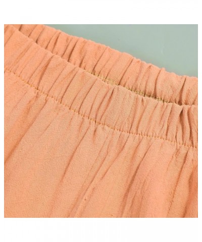 Women's Cotton Linen Capri Pants with Pockets Casual High Waist Wide Leg Trousers Trendy Y2K Pants S-5XL Orange $14.10 Pants