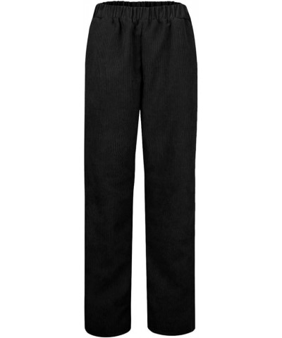 Women's Corduroy Pants Fall Fashion 2023 Elastic High Waisted Straight Leg Trousers Winter Work Pants with Pockets D01-black ...