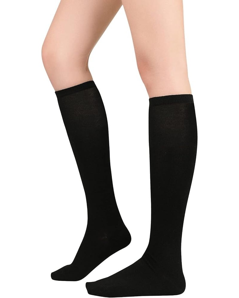 Womens Athletic Knee High Socks Outdoor Sport Thigh High Stockings Casual Stripes Tube Socks 1 Pack Black $6.99 Socks