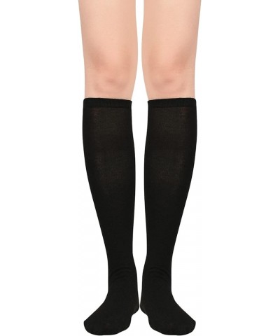 Womens Athletic Knee High Socks Outdoor Sport Thigh High Stockings Casual Stripes Tube Socks 1 Pack Black $6.99 Socks