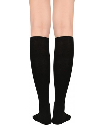 Womens Athletic Knee High Socks Outdoor Sport Thigh High Stockings Casual Stripes Tube Socks 1 Pack Black $6.99 Socks