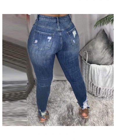 Women's Skinny Ripped Jeans High Waist Stretch Jeans Ripped Distressed Denim Pants Butt Lifting Jeans Blue $8.83 Jeans