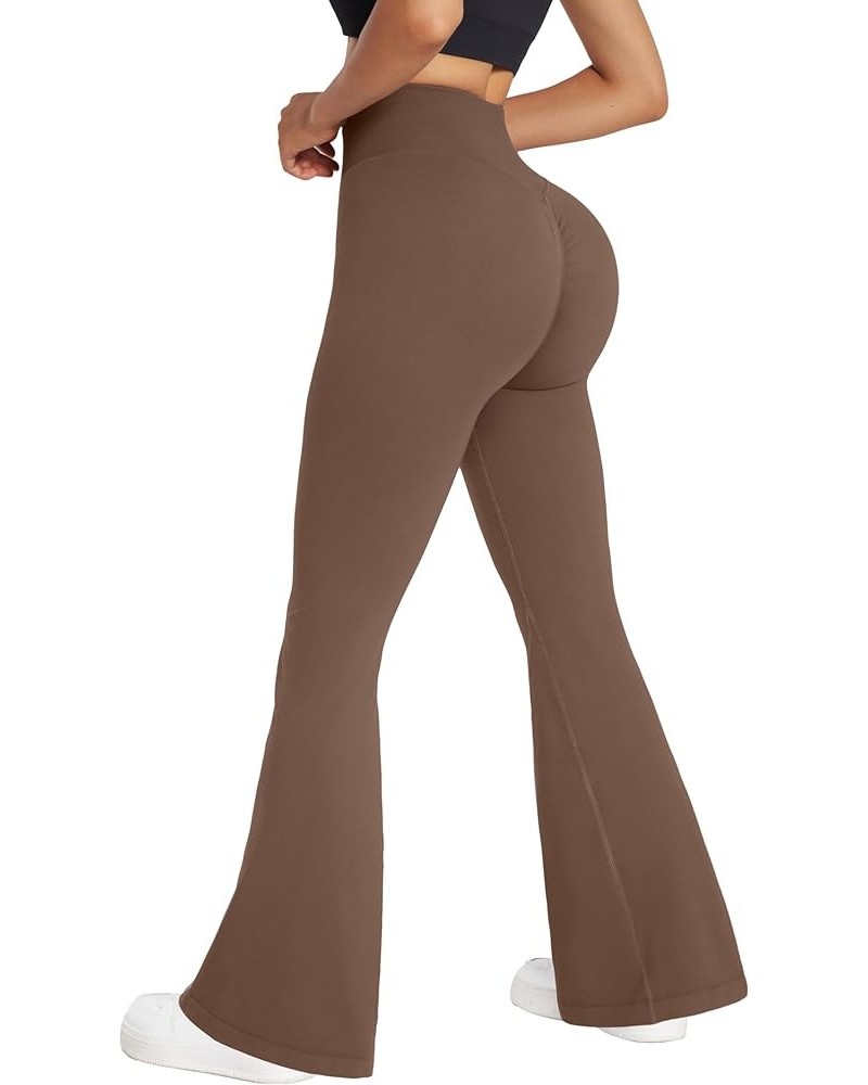 Seamless Scrunch Butt Lifting Flare Leggings for Women High Waisted Bootcut Yoga Pants Bootleg Workout Gym Pants 31 inches Br...
