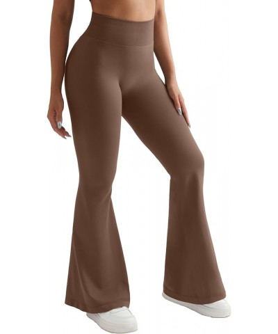 Seamless Scrunch Butt Lifting Flare Leggings for Women High Waisted Bootcut Yoga Pants Bootleg Workout Gym Pants 31 inches Br...