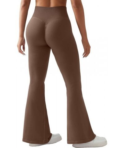 Seamless Scrunch Butt Lifting Flare Leggings for Women High Waisted Bootcut Yoga Pants Bootleg Workout Gym Pants 31 inches Br...