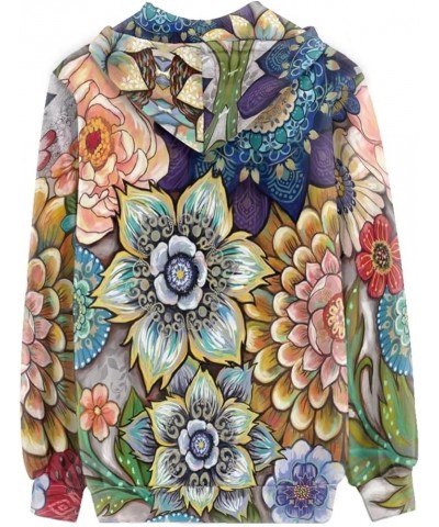 Women's Hoodies Y2K Zip Up Hooded Sweatshirts with Pockets Boho Floral Blossoms $18.50 Activewear
