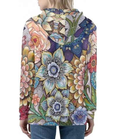Women's Hoodies Y2K Zip Up Hooded Sweatshirts with Pockets Boho Floral Blossoms $18.50 Activewear