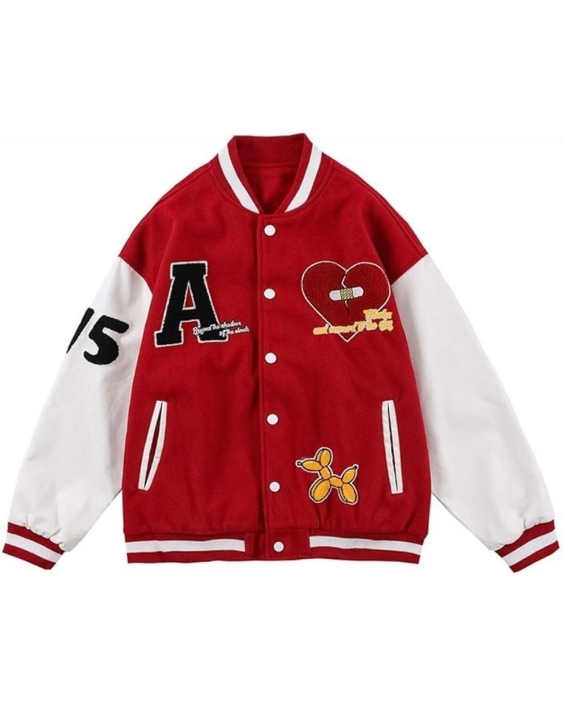 Patchwork Varsity Baseball Letterman Jackets Unisex Streetwear Fashion Outwear Coats C-red $39.90 Jackets