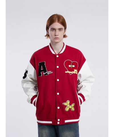 Patchwork Varsity Baseball Letterman Jackets Unisex Streetwear Fashion Outwear Coats C-red $39.90 Jackets