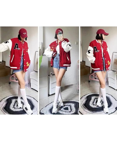 Patchwork Varsity Baseball Letterman Jackets Unisex Streetwear Fashion Outwear Coats C-red $39.90 Jackets
