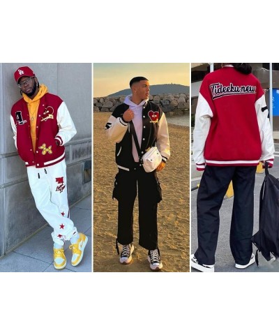 Patchwork Varsity Baseball Letterman Jackets Unisex Streetwear Fashion Outwear Coats C-red $39.90 Jackets