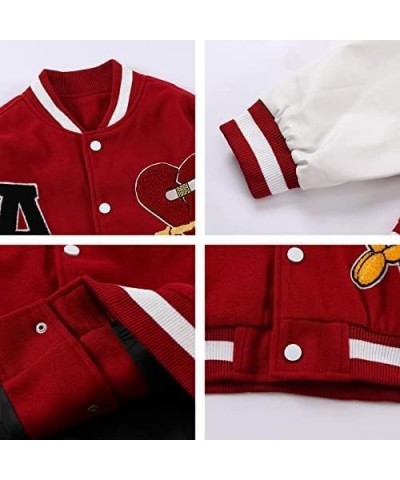 Patchwork Varsity Baseball Letterman Jackets Unisex Streetwear Fashion Outwear Coats C-red $39.90 Jackets