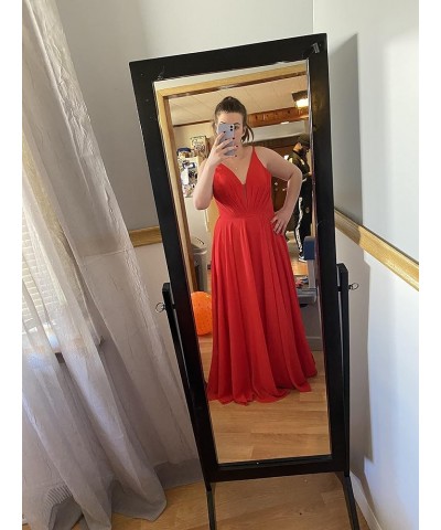 V Neck Bridesmaid Dresses for Women 2024 Long Simple Chiffon Formal with Slit A Line Evening Party Prom Dresses Z014 Dusty Ro...