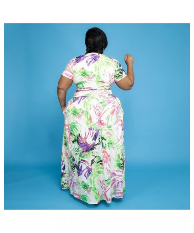 Sexy Skirt Sets Women 2 Piece Outfits Plus Size Summer Short Sleeve Tie Up Top and Maxi Skirt Set Party Dress Green 3129 $18....