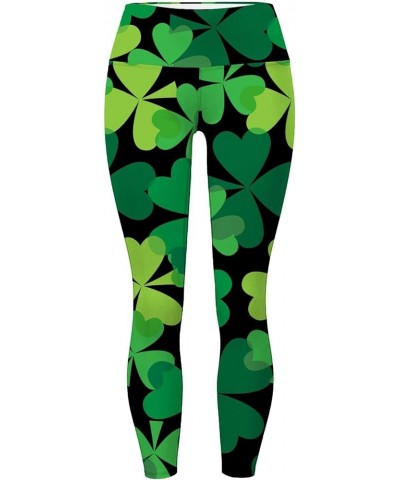 St Patricks Days Leggings for Women Shamrock Print Luck Green Legging High Waist Trendy Yoga Pants Holiday Tights Dark Gray $...