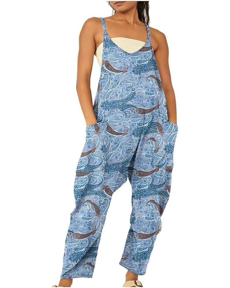 Womens Jumpsuits Casual Summer Onesie Rompers Sleeveless Loose Baggy Overalls Jumpers with Pockets 2024 Clothes 4-hot Pink $1...