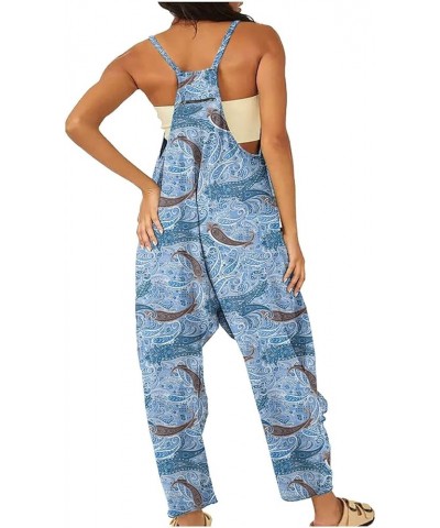 Womens Jumpsuits Casual Summer Onesie Rompers Sleeveless Loose Baggy Overalls Jumpers with Pockets 2024 Clothes 4-hot Pink $1...