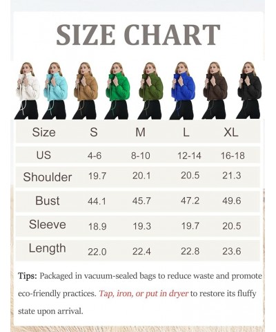 Women's Cropped Puffer Jacket Full Zip Stand Collar Quilted Jacket Winter Coats with Pockets Brown $16.44 Jackets