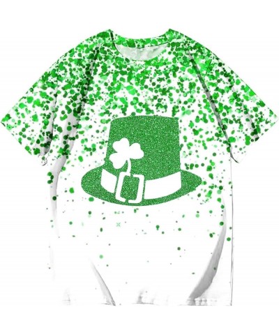 Happy St. Patrick's Day Solid Tops Women Summer Cute Irish Loose Fit Short Sleeve Shamrock Lucky Tshirts Workout Club Z33_whi...