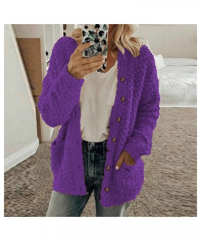 Womens Fleece Zip up Jacket Fall Fashion 2023 Hoodie Soft Lightweight Cardigan Fuzzy Jacket Sherpa Lined Fleece Jacket Purple...