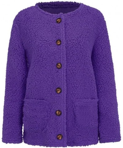 Womens Fleece Zip up Jacket Fall Fashion 2023 Hoodie Soft Lightweight Cardigan Fuzzy Jacket Sherpa Lined Fleece Jacket Purple...