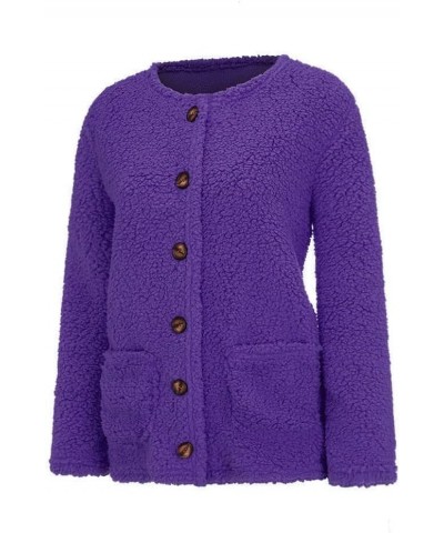 Womens Fleece Zip up Jacket Fall Fashion 2023 Hoodie Soft Lightweight Cardigan Fuzzy Jacket Sherpa Lined Fleece Jacket Purple...