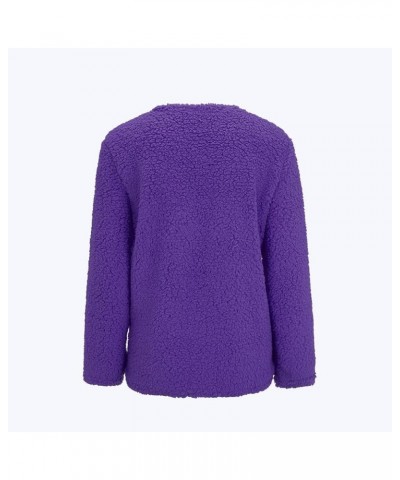 Womens Fleece Zip up Jacket Fall Fashion 2023 Hoodie Soft Lightweight Cardigan Fuzzy Jacket Sherpa Lined Fleece Jacket Purple...