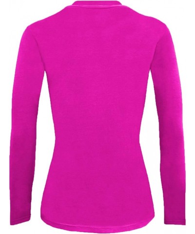 Women's Under Scrub Tee Crew Neck Long Sleeve T-Shirt-5-Pack Neon Pink $19.30 Tops