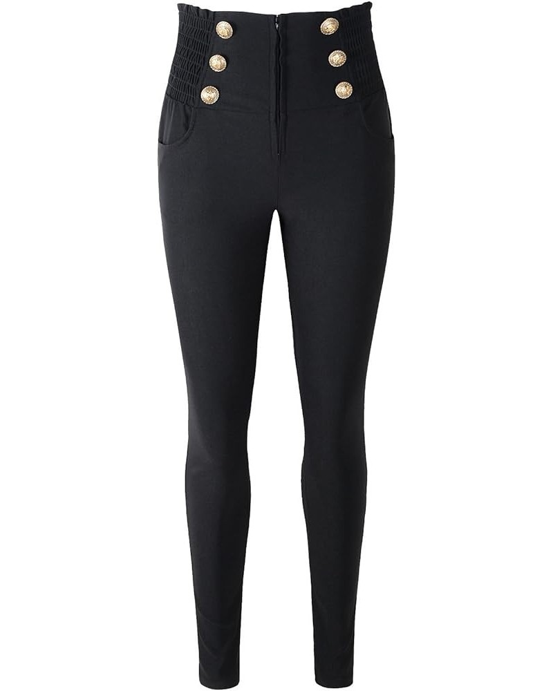 Women's 50s Retro Rockabilly Style High Waist Pinup Pants Black $20.19 Pants