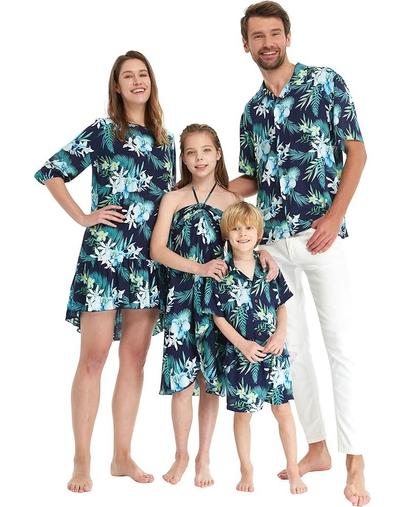 Matchable Family Hawaiian Luau Men Women Girl Boy Clothes in Orchid Breeze Navy Women Women Tank Top $12.00 Tops