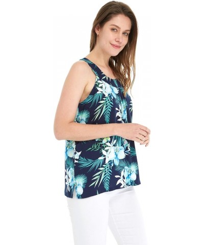 Matchable Family Hawaiian Luau Men Women Girl Boy Clothes in Orchid Breeze Navy Women Women Tank Top $12.00 Tops