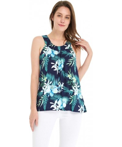 Matchable Family Hawaiian Luau Men Women Girl Boy Clothes in Orchid Breeze Navy Women Women Tank Top $12.00 Tops